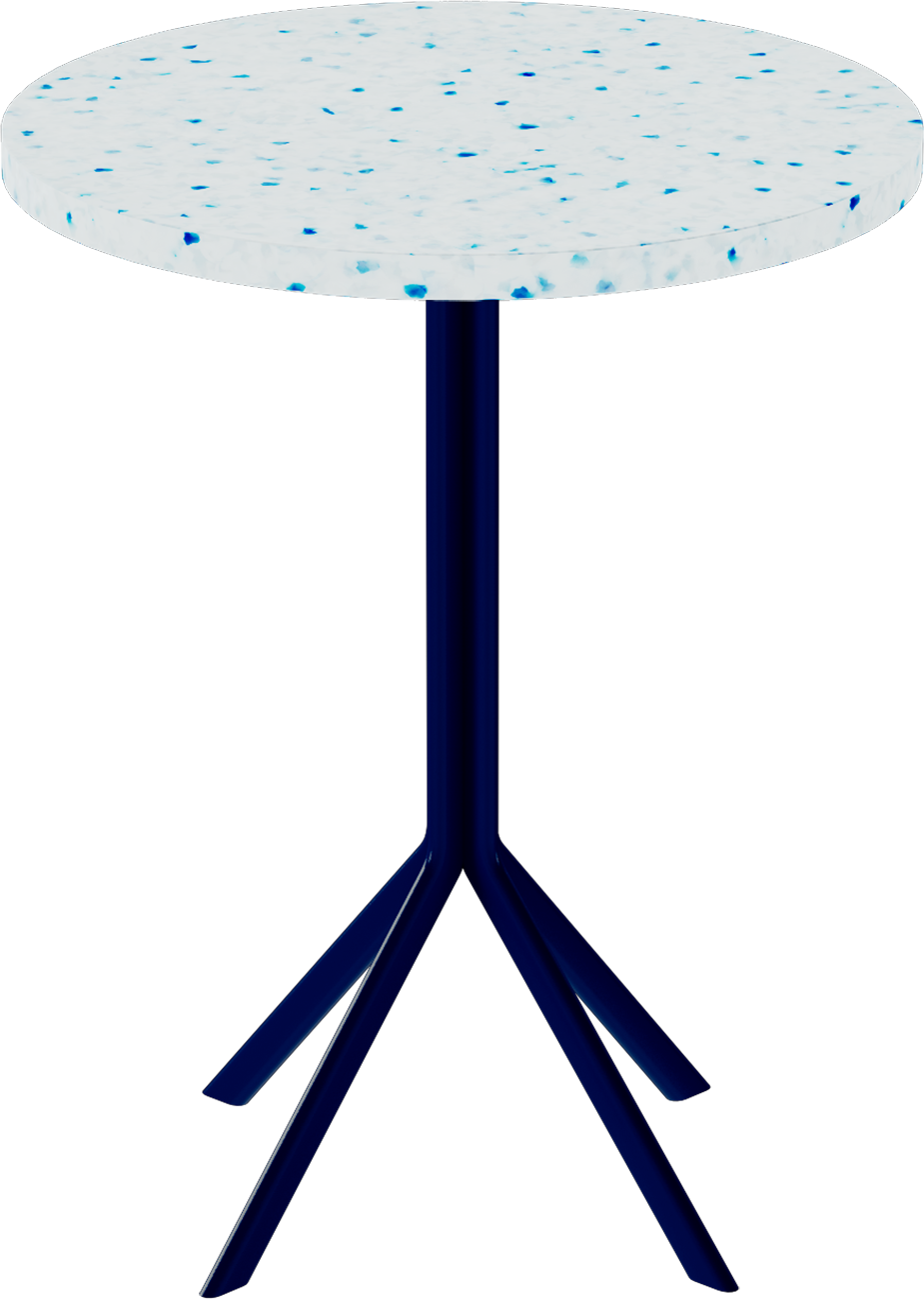 Quadro Cafe Table – 60cm Round – Navy / Blue Dapple