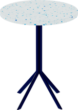 Quadro Cafe Table – 60cm Round – Navy / Blue Dapple
