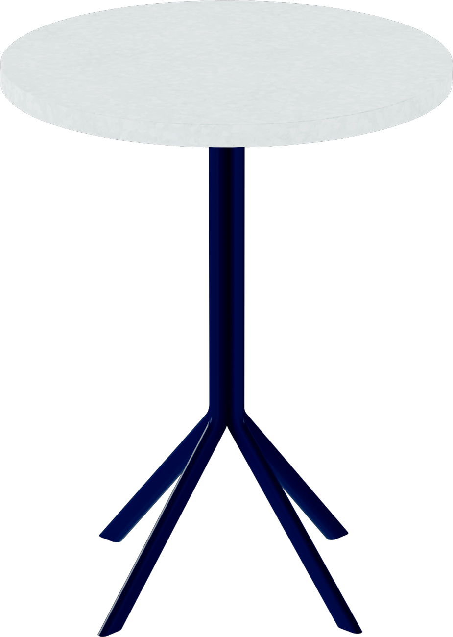 Quadro Cafe Table – 60cm Round – Navy / White Chalk Dapple