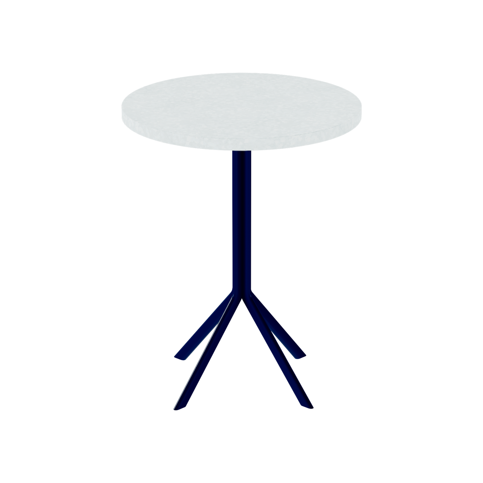Quadro Cafe Table – 60cm Round – Navy / White Chalk Dapple