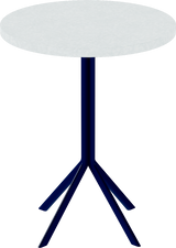 Quadro Cafe Table – 60cm Round – Navy / White Chalk Dapple