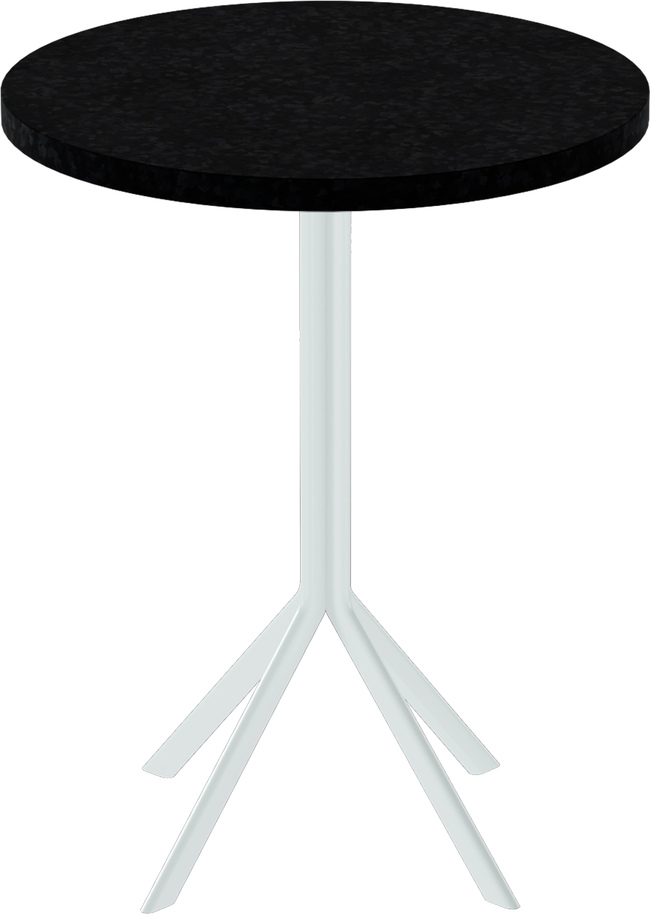 Quadro Cafe Table – 60cm Round – White / Black Onyx Dapple