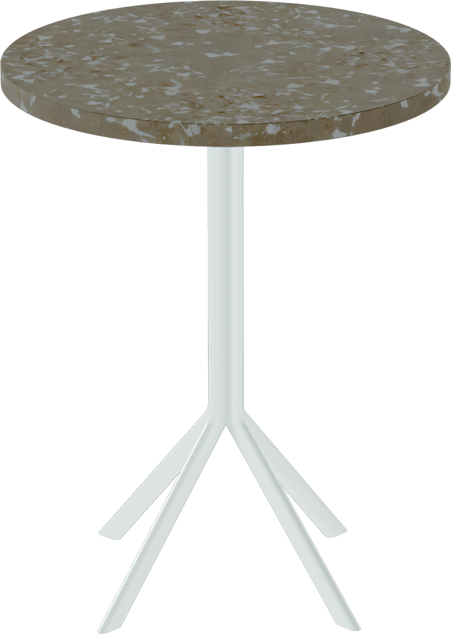 Quadro Cafe Table – 60cm Round – White / Taupe Dapple