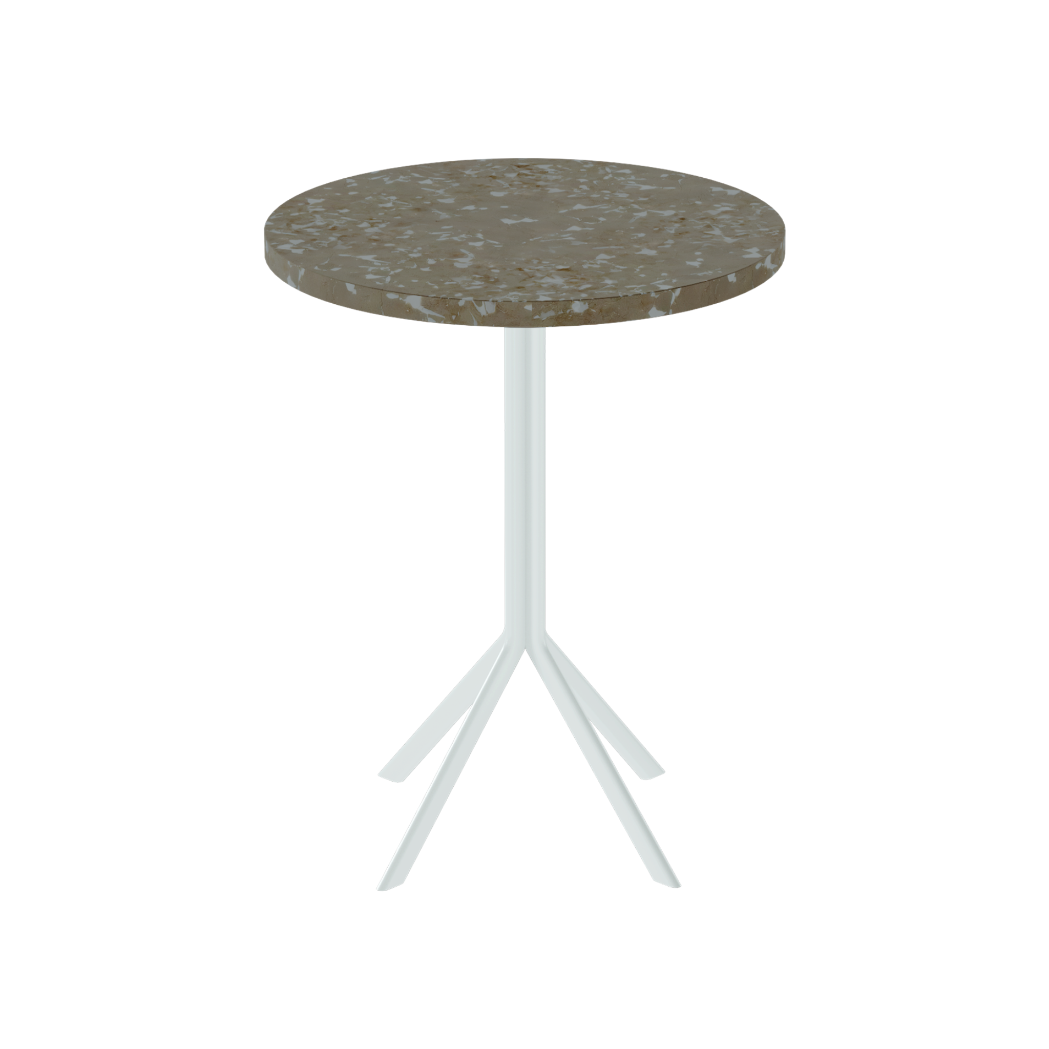 Quadro Cafe Table – 60cm Round – White / Taupe Dapple