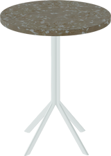 Quadro Cafe Table – 60cm Round – White / Taupe Dapple