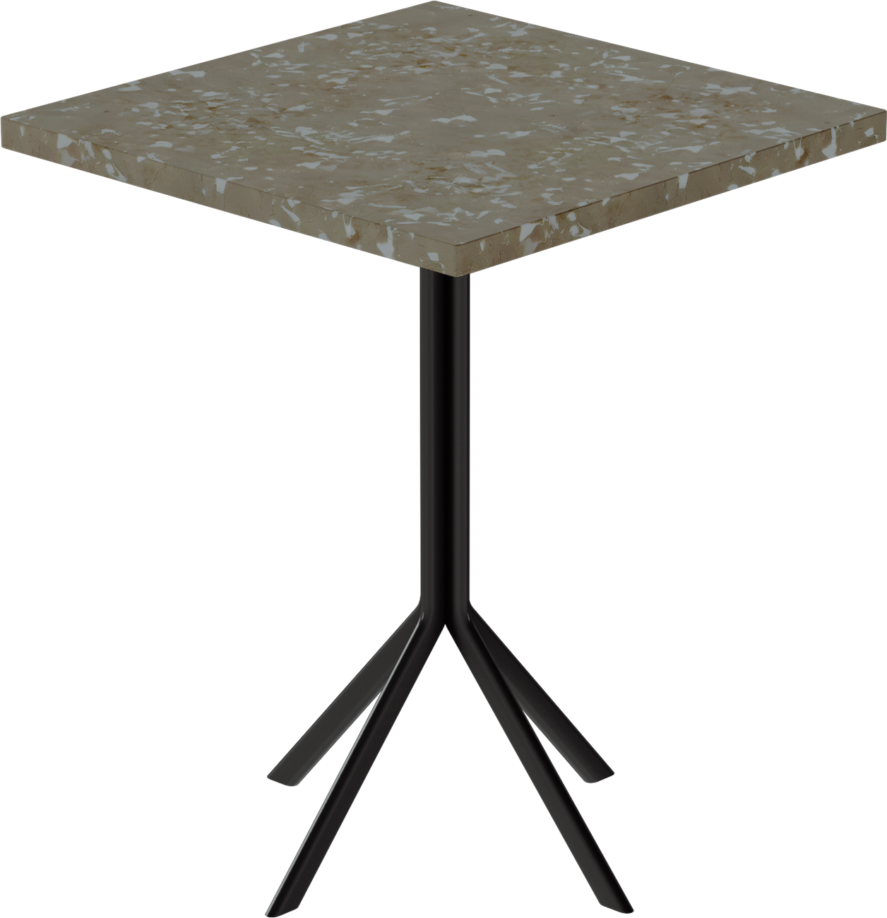 Quadro Cafe Table – 60cm Square – Black / Taupe Dapple