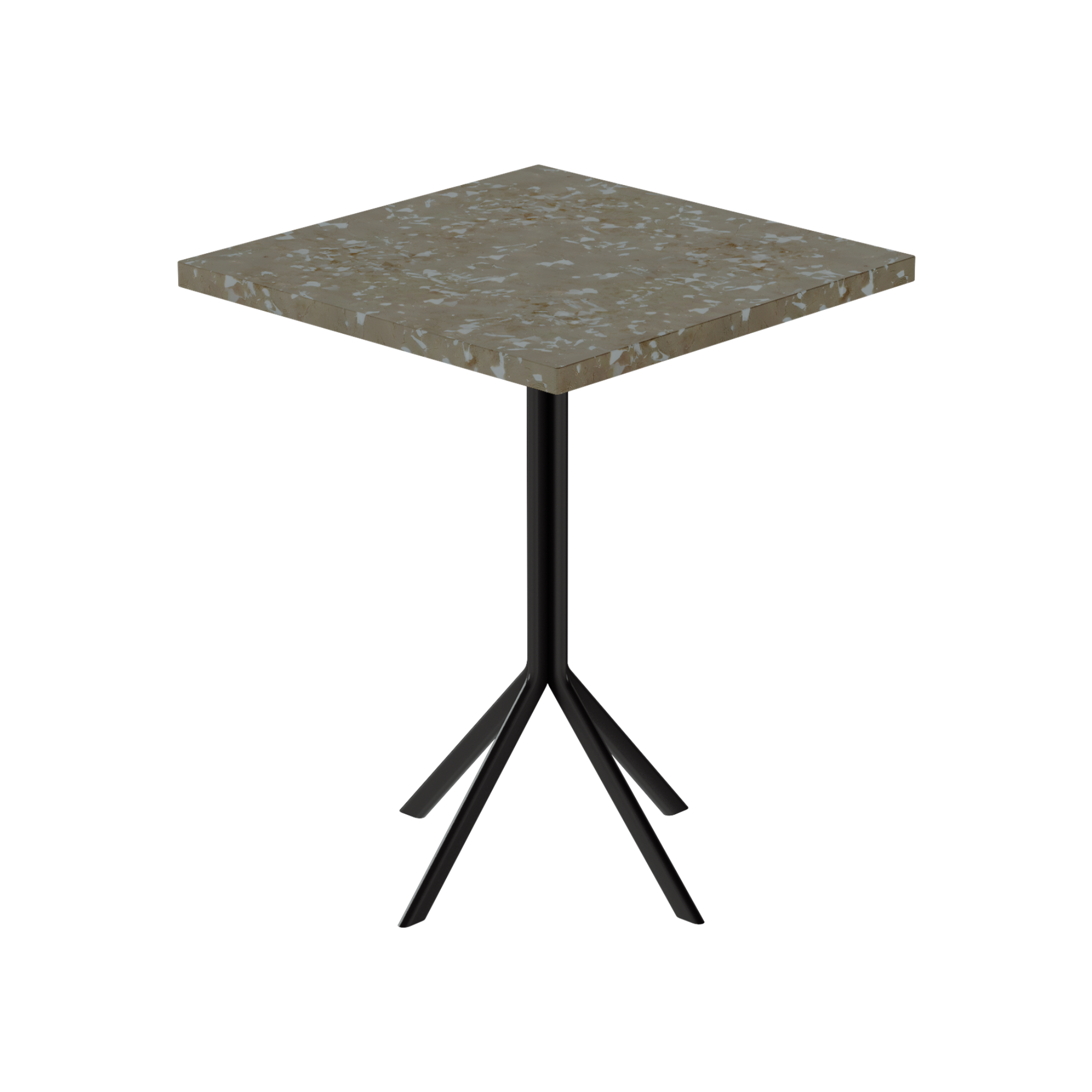 Quadro Cafe Table – 60cm Square – Black / Taupe Dapple