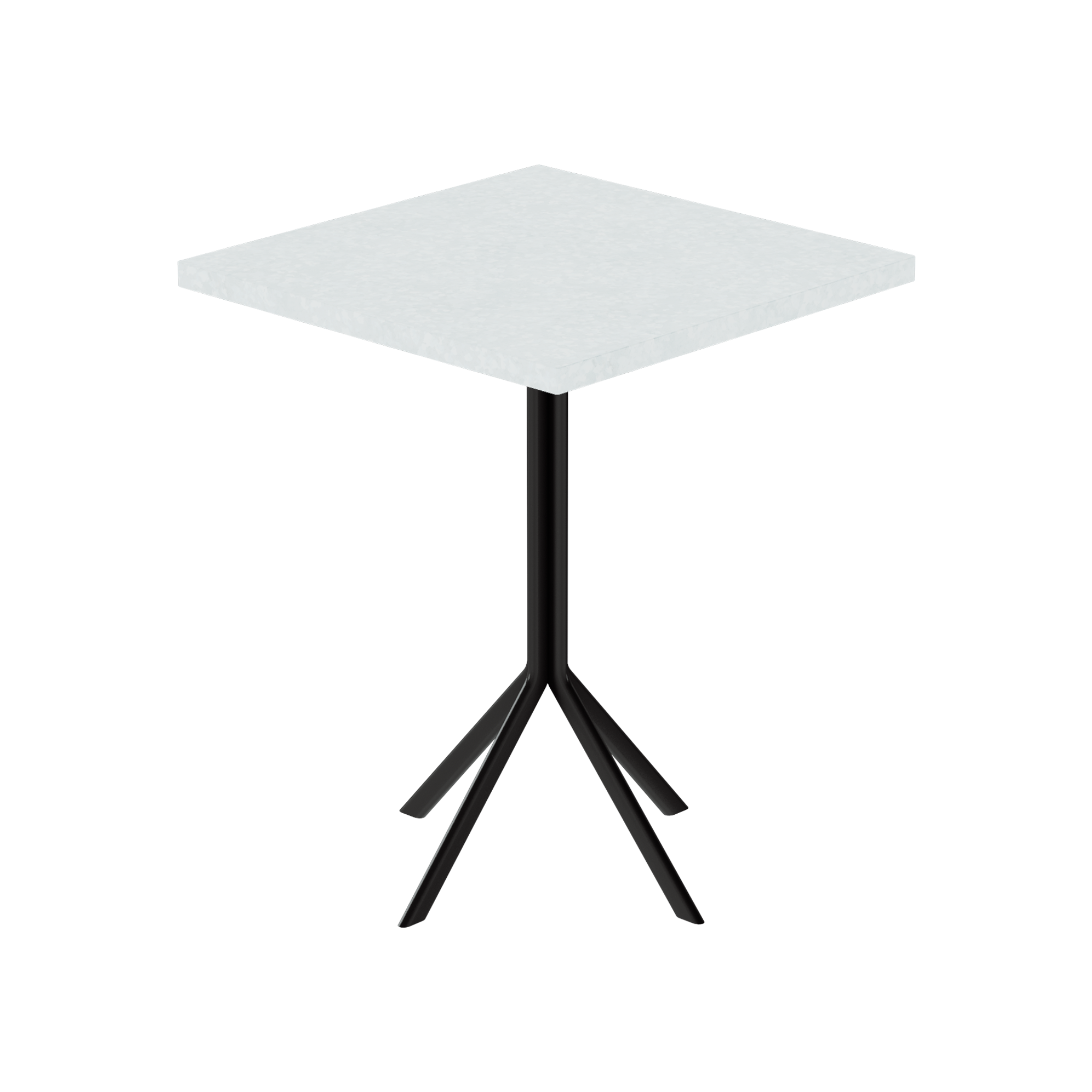Quadro Cafe Table – 60cm Square – Black / White Chalk Dapple