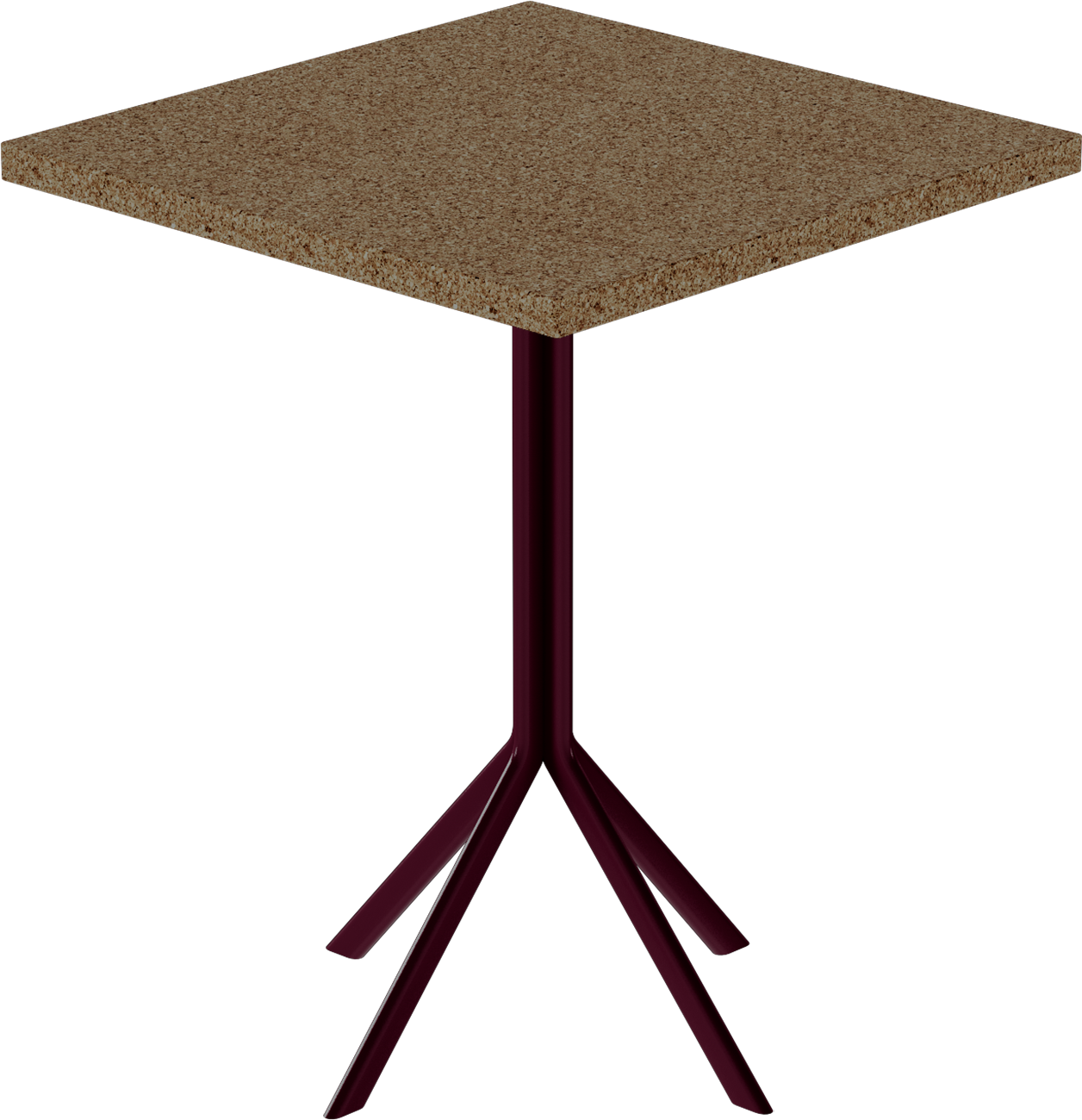 Quadro Cafe Table – 60cm Square – Burgundy / Grano Natural
