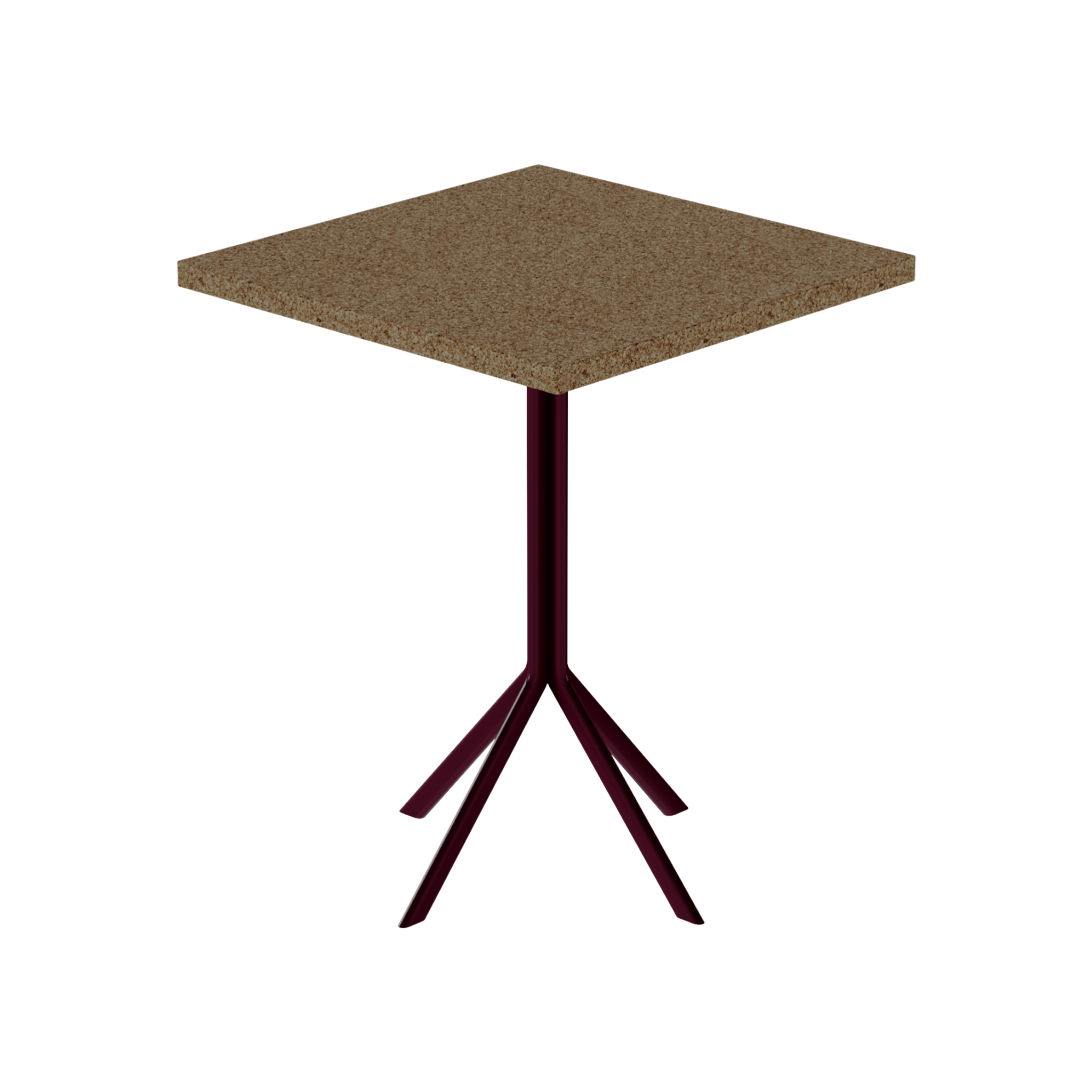 Quadro Cafe Table – 60cm Square – Burgundy / Grano Natural