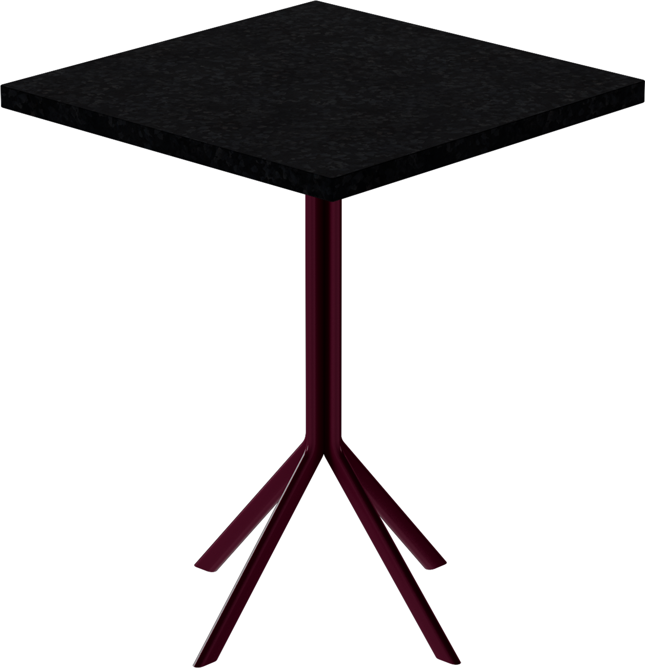 Quadro Cafe Table – 60cm Square – Burgundy / Black Onyx Dapple