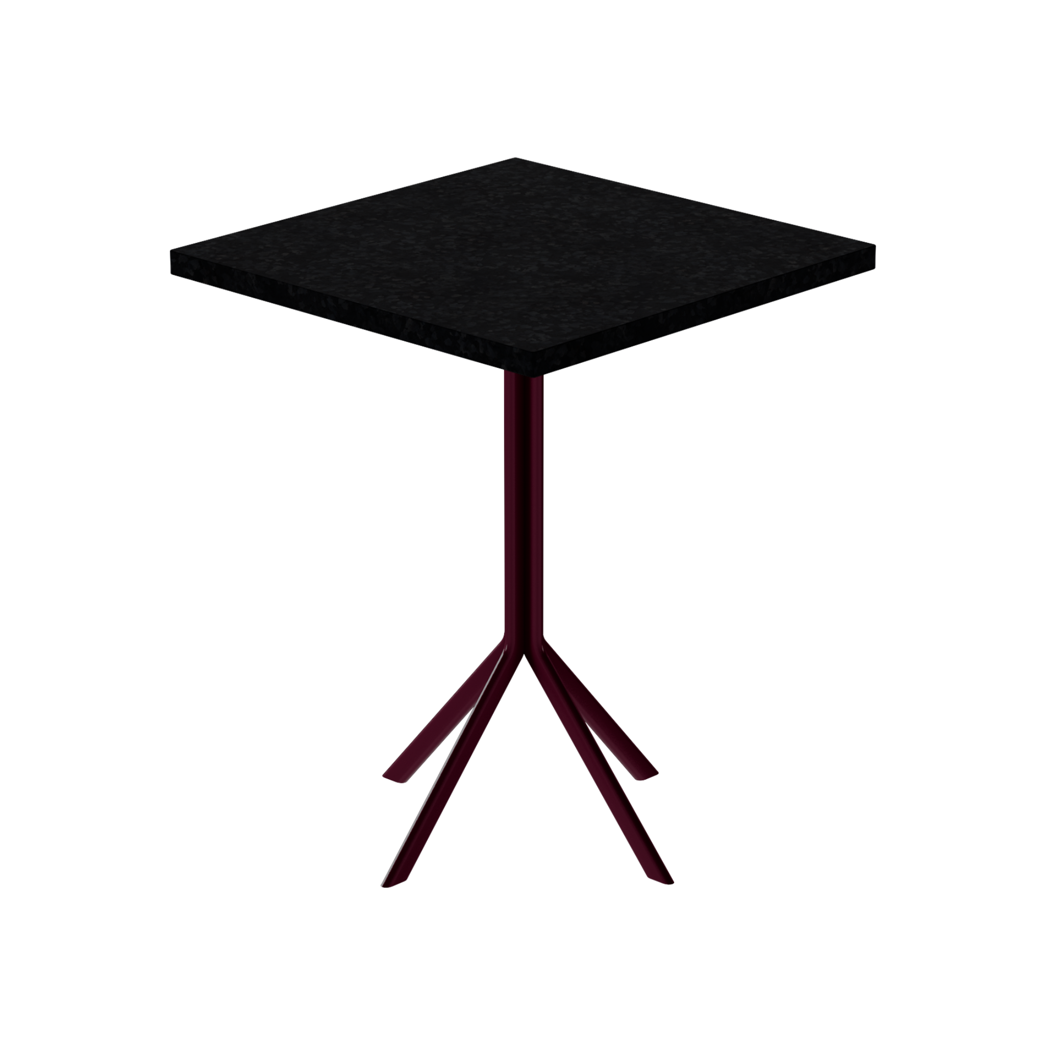 Quadro Cafe Table – 60cm Square – Burgundy / Black Onyx Dapple