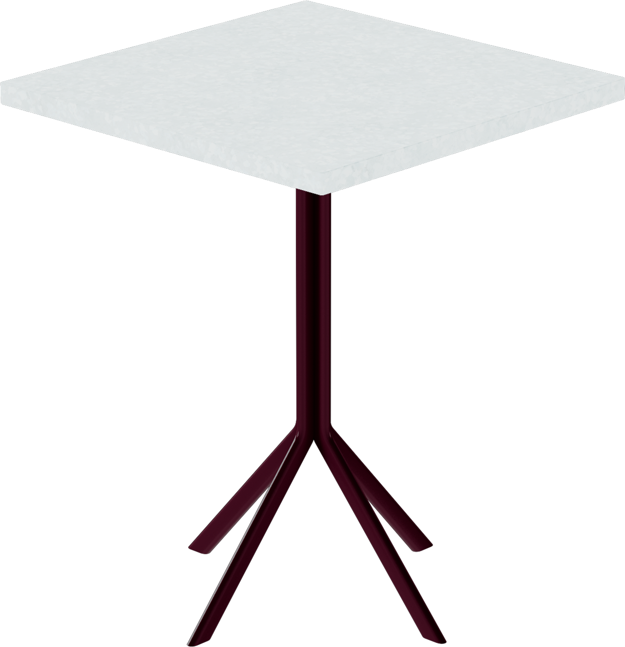 Quadro Cafe Table – 60cm Square – Burgundy / White Chalk Dapple
