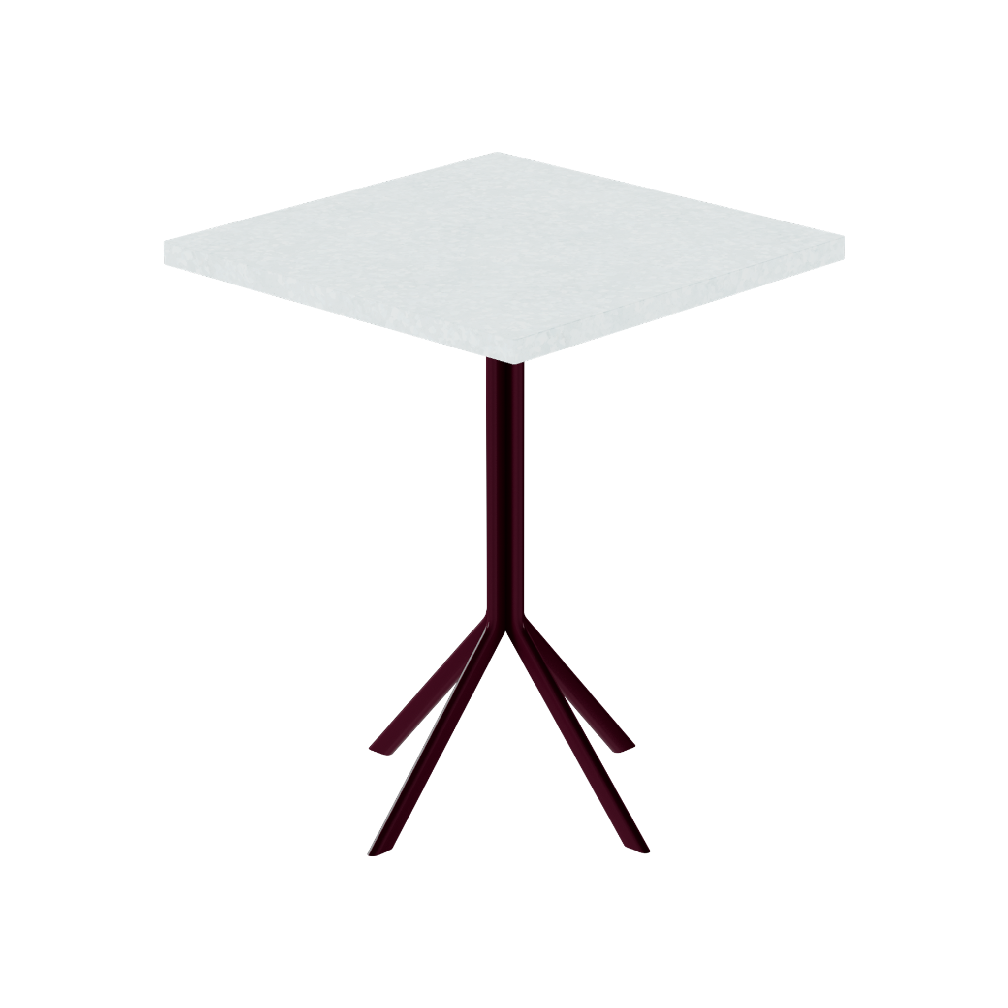 Quadro Cafe Table – 60cm Square – Burgundy / White Chalk Dapple
