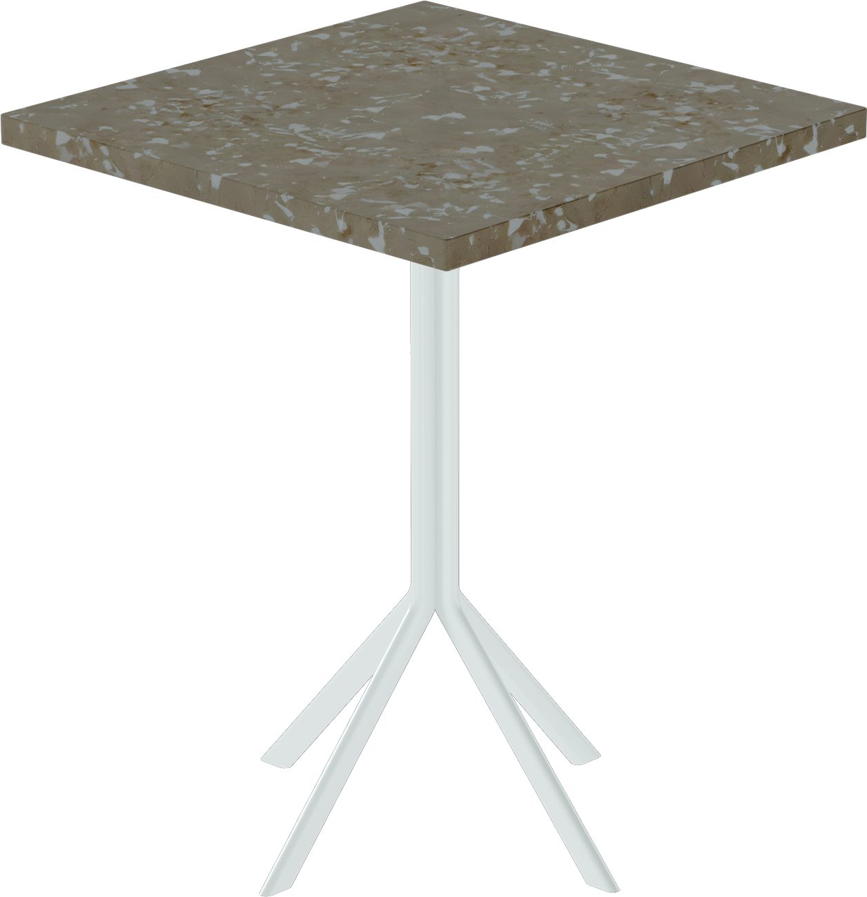Quadro Cafe Table – 60cm Square – White / Taupe Dapple