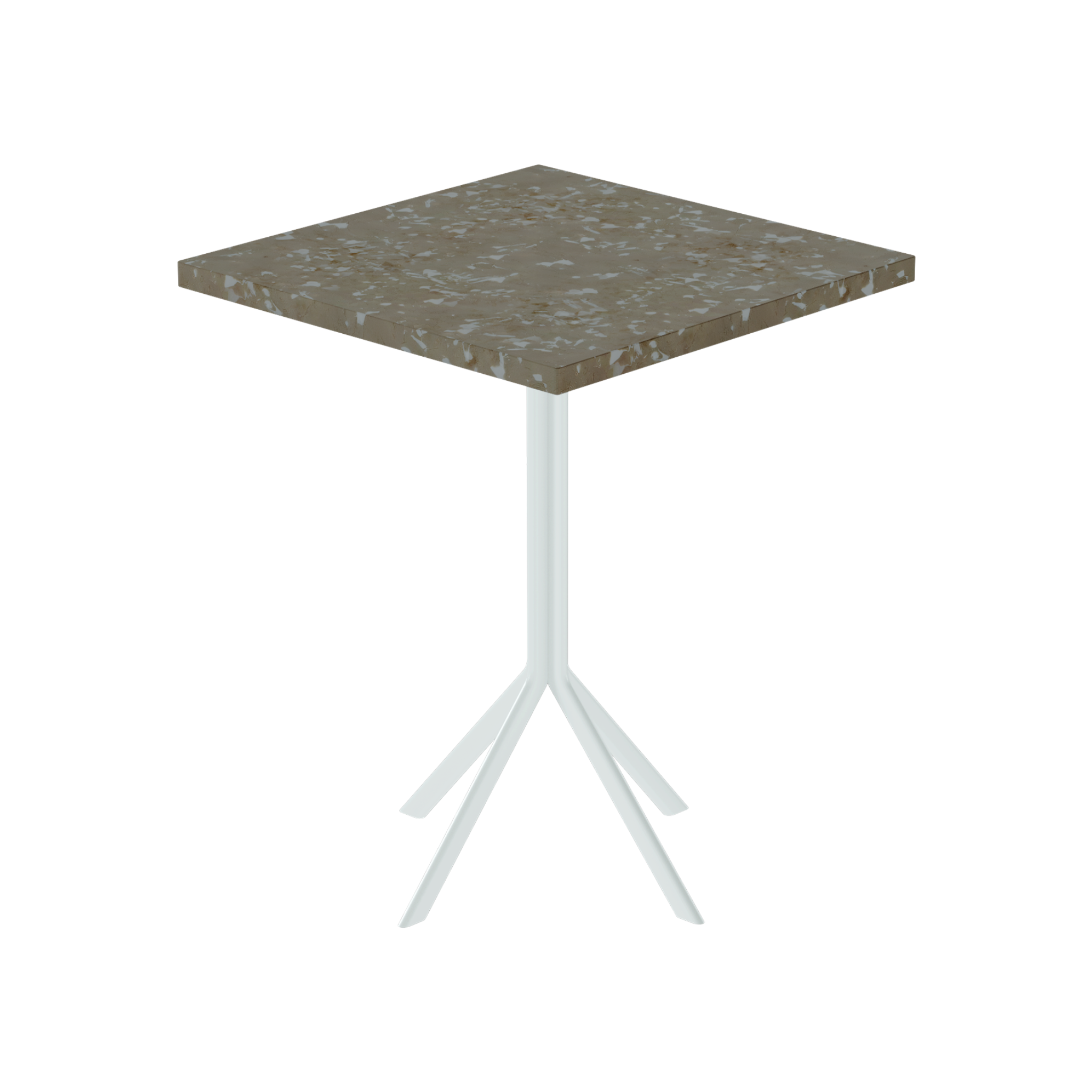 Quadro Cafe Table – 60cm Square – White / Taupe Dapple