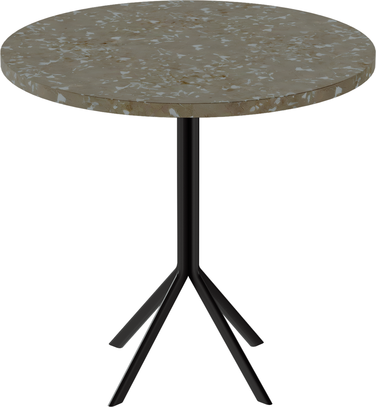Quadro Cafe Table – 80cm Round – Black / Taupe Dapple