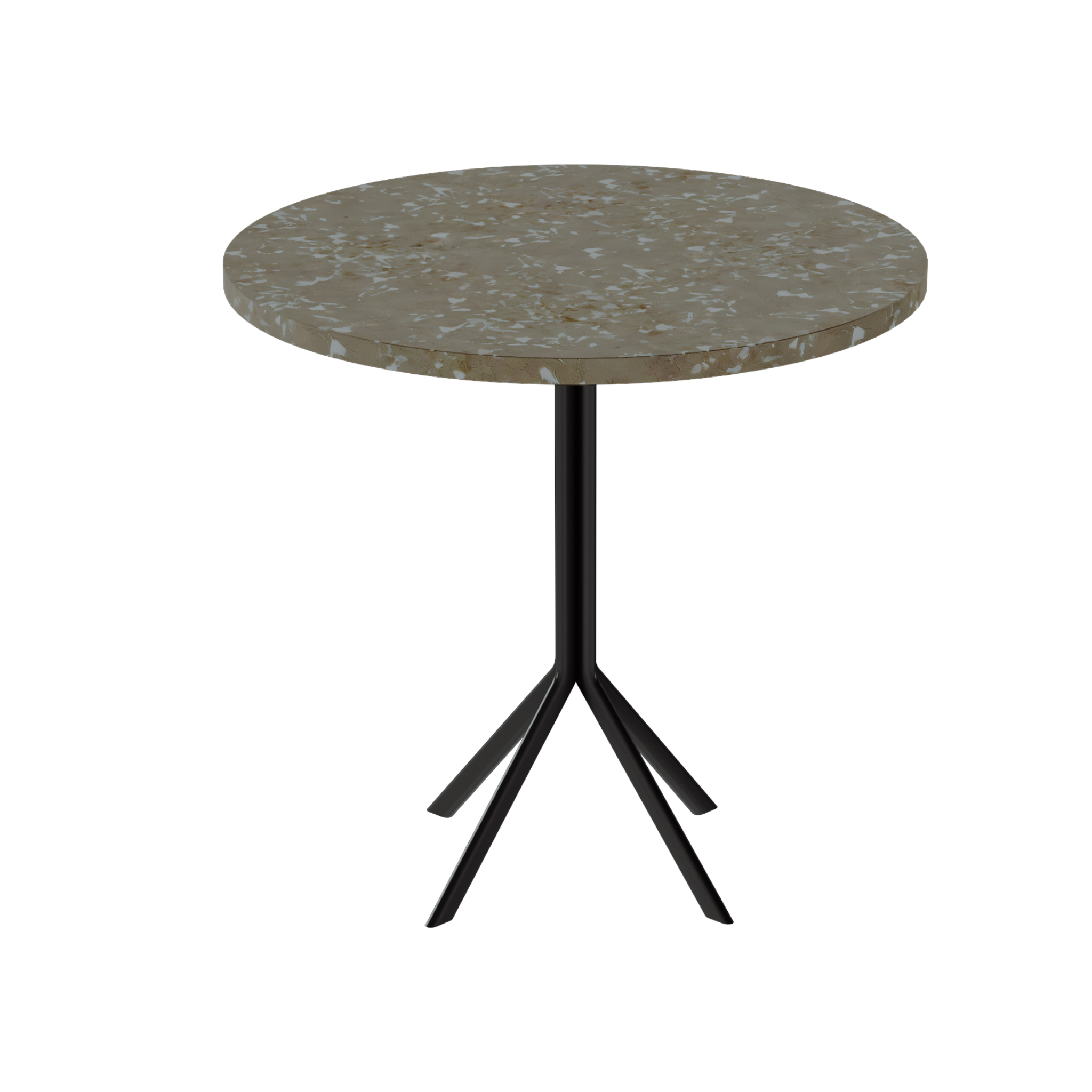 Quadro Cafe Table – 80cm Round – Black / Taupe Dapple