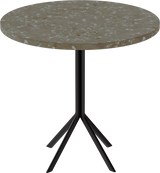 Quadro Cafe Table – 80cm Round – Black / Taupe Dapple