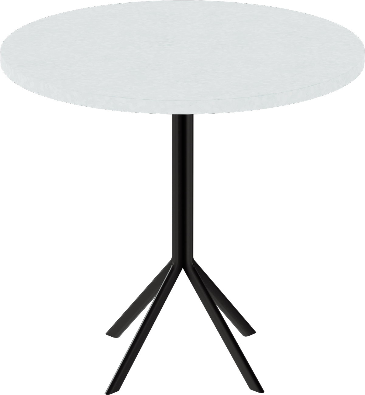 Quadro Cafe Table – 80cm Round – Black / White Chalk Dapple