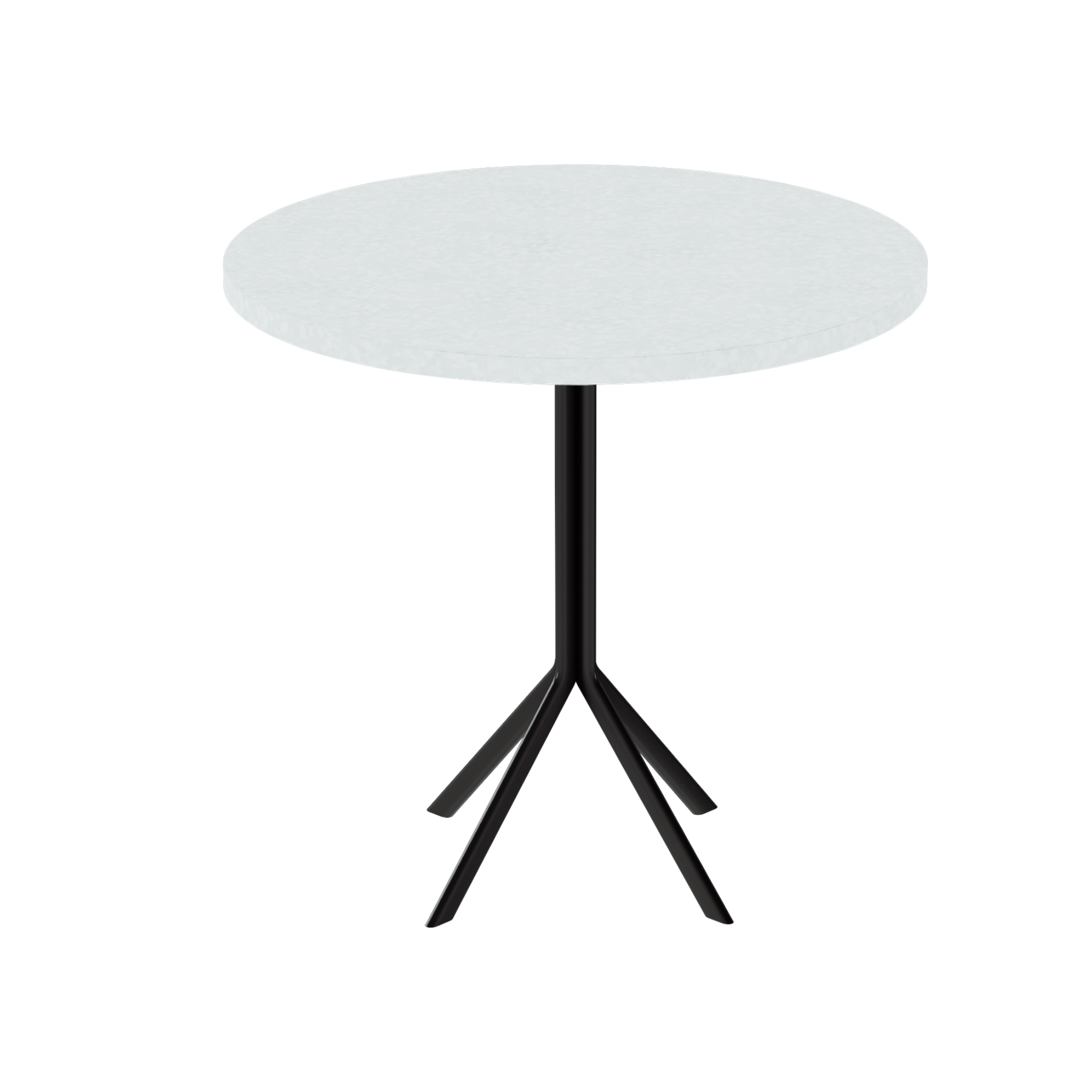 Quadro Cafe Table – 80cm Round – Black / White Chalk Dapple