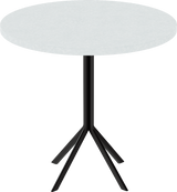 Quadro Cafe Table – 80cm Round – Black / White Chalk Dapple
