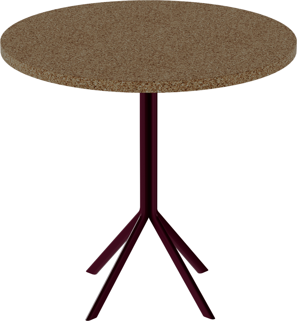 Quadro Cafe Table – 80cm Round – Burgundy / Grano Natural