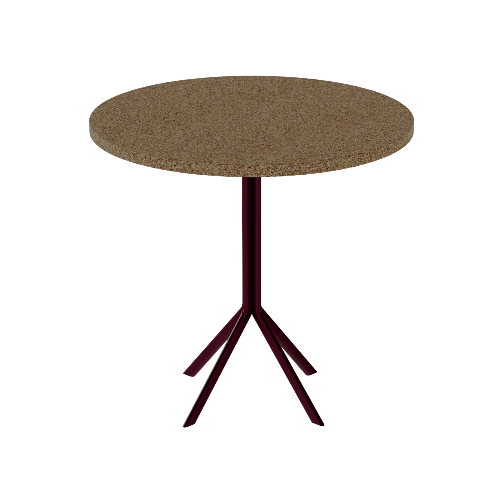 Quadro Cafe Table – 80cm Round – Burgundy / Grano Natural