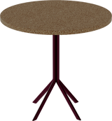 Quadro Cafe Table – 80cm Round – Burgundy / Grano Natural