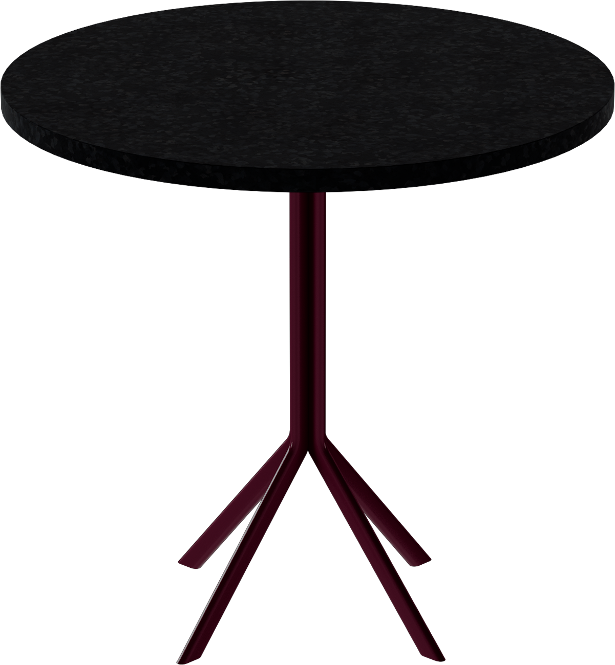 Quadro Cafe Table – 80cm Round – Burgundy / Black Onyx Dapple
