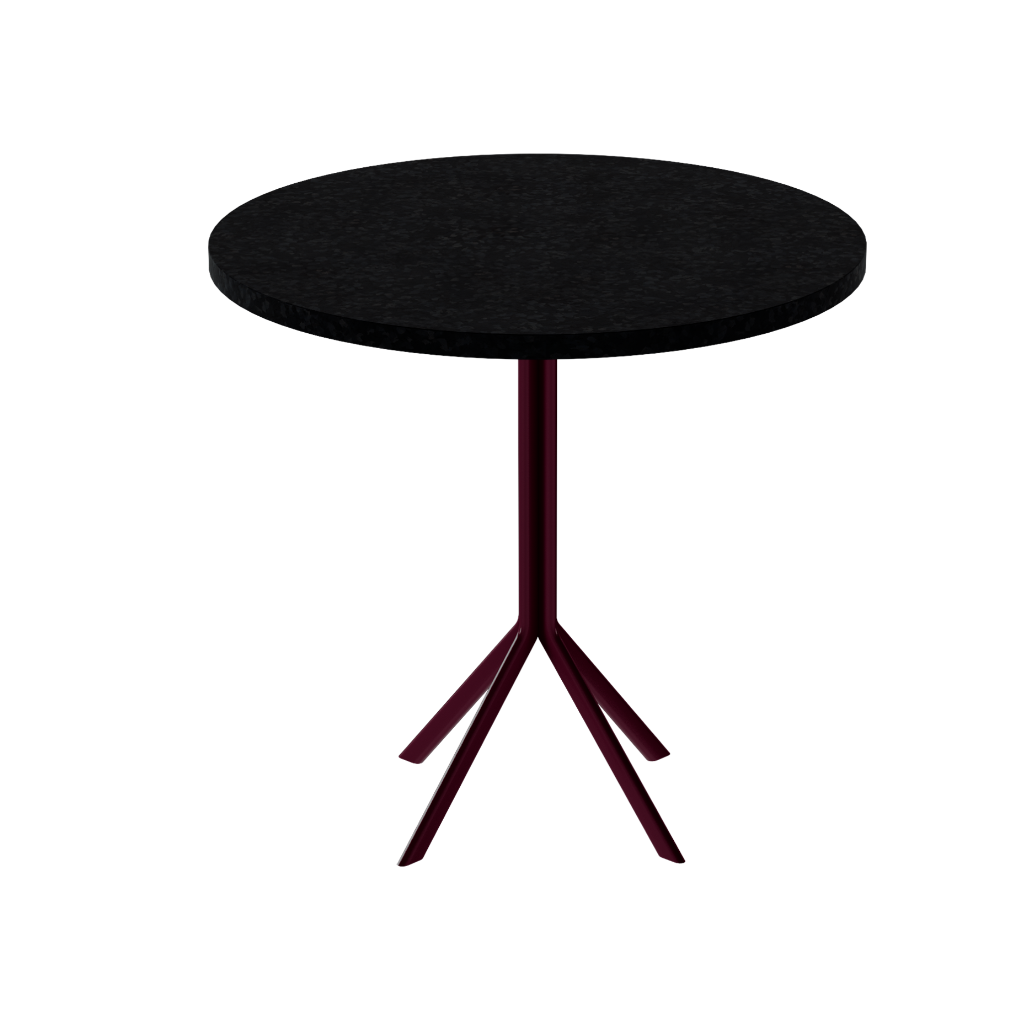 Quadro Cafe Table – 80cm Round – Burgundy / Black Onyx Dapple