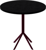 Quadro Cafe Table – 80cm Round – Burgundy / Black Onyx Dapple