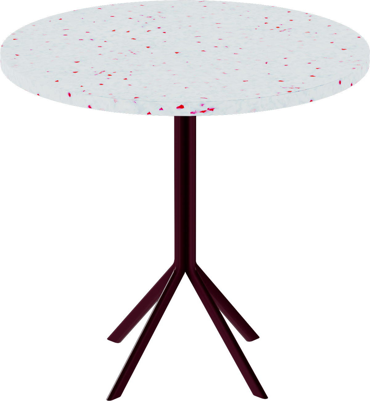 Quadro Cafe Table – 80cm Round – Burgundy / Red Dapple