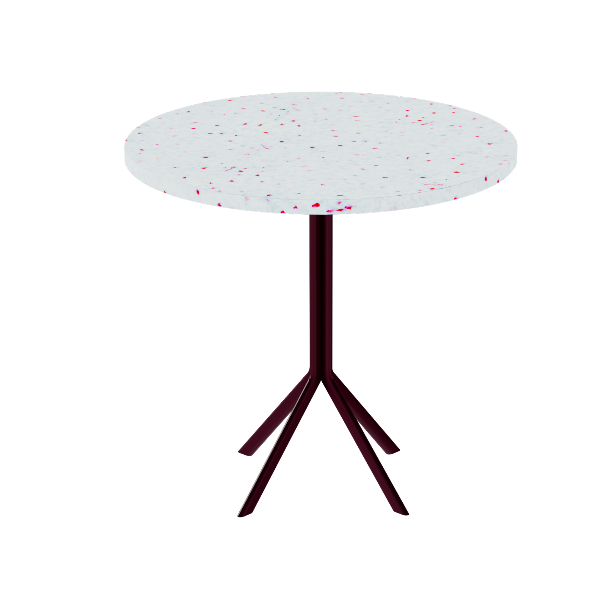 Quadro Cafe Table – 80cm Round – Burgundy / Red Dapple