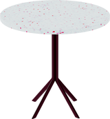 Quadro Cafe Table – 80cm Round – Burgundy / Red Dapple