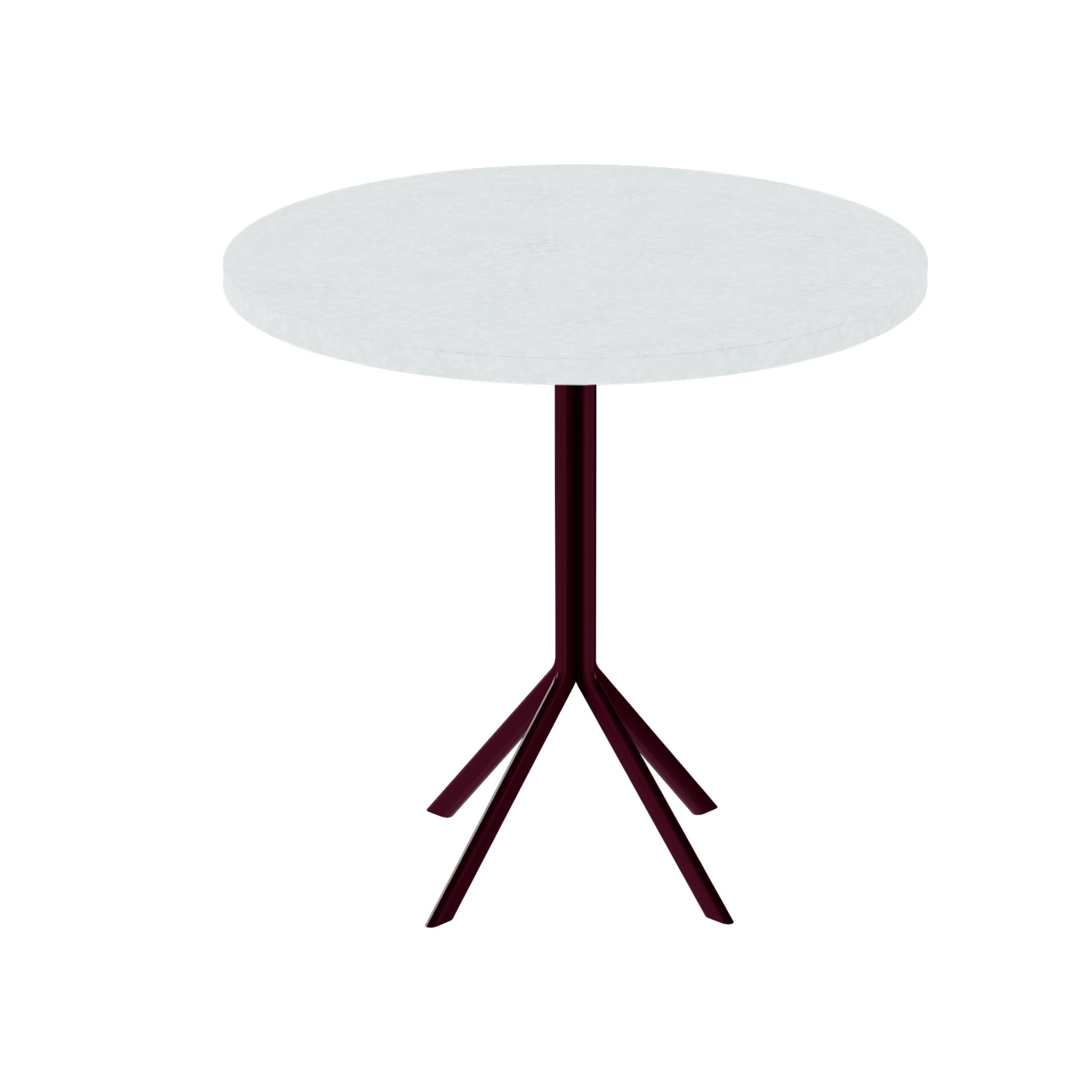 Quadro Cafe Table – 80cm Round – Burgundy / White Chalk Dapple