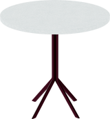 Quadro Cafe Table – 80cm Round – Burgundy / White Chalk Dapple