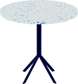 Quadro Cafe Table – 80cm Round – Navy / Blue Dapple