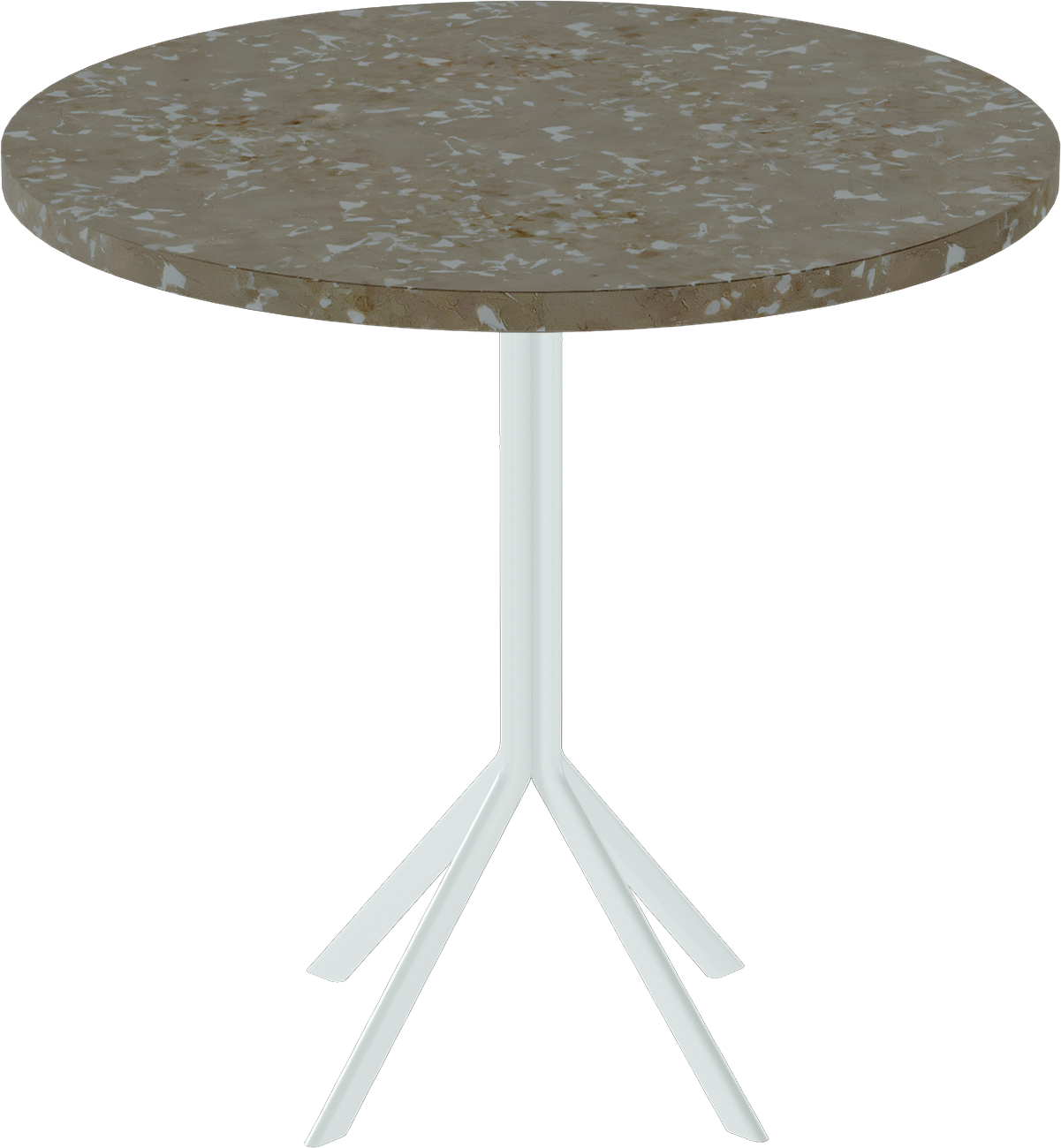 Quadro Cafe Table – 80cm Round – White / Taupe Dapple