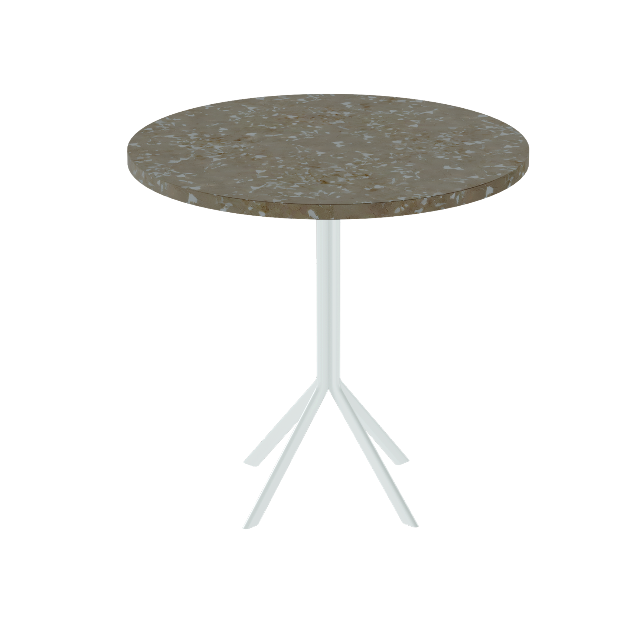Quadro Cafe Table – 80cm Round – White / Taupe Dapple