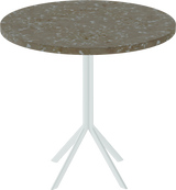 Quadro Cafe Table – 80cm Round – White / Taupe Dapple