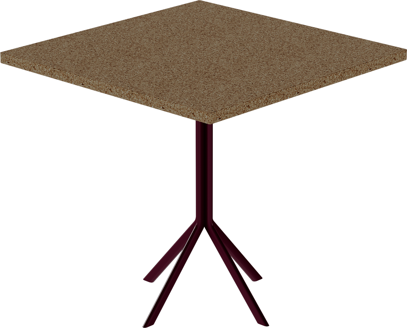 Quadro Cafe Table – 80cm Square – Burgundy / Grano Natural
