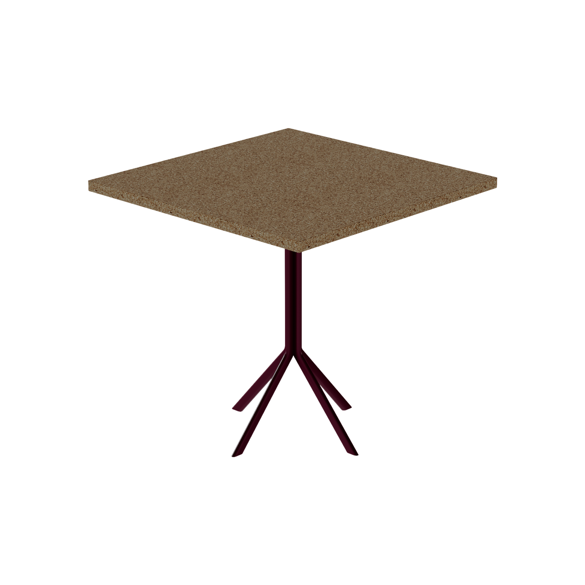 Quadro Cafe Table – 80cm Square – Burgundy / Grano Natural