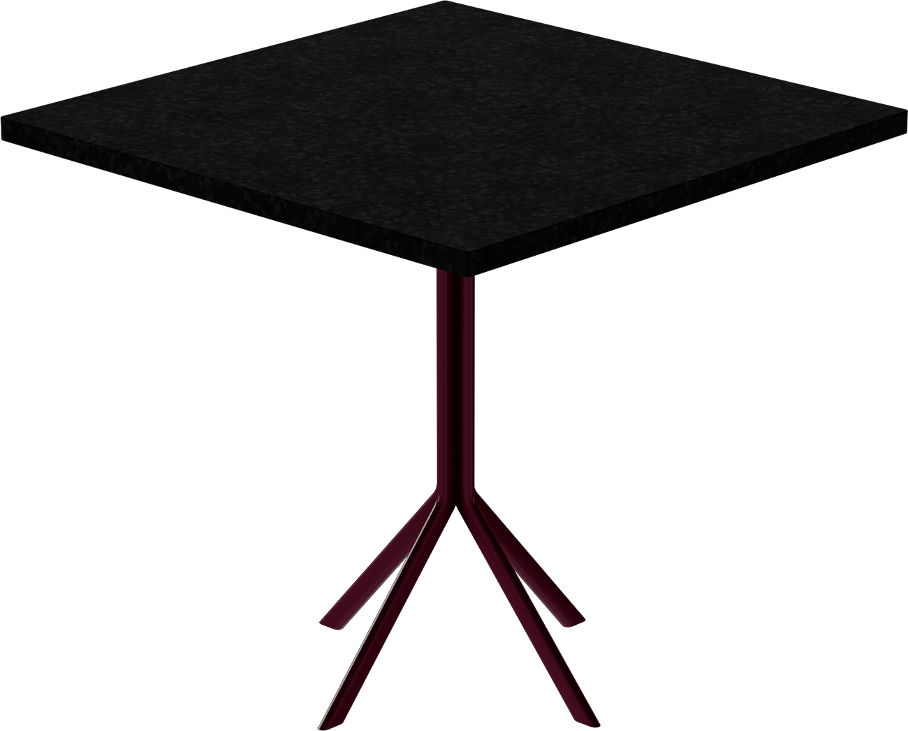Quadro Cafe Table – 80cm Square – Burgundy / Black Onyx Dapple