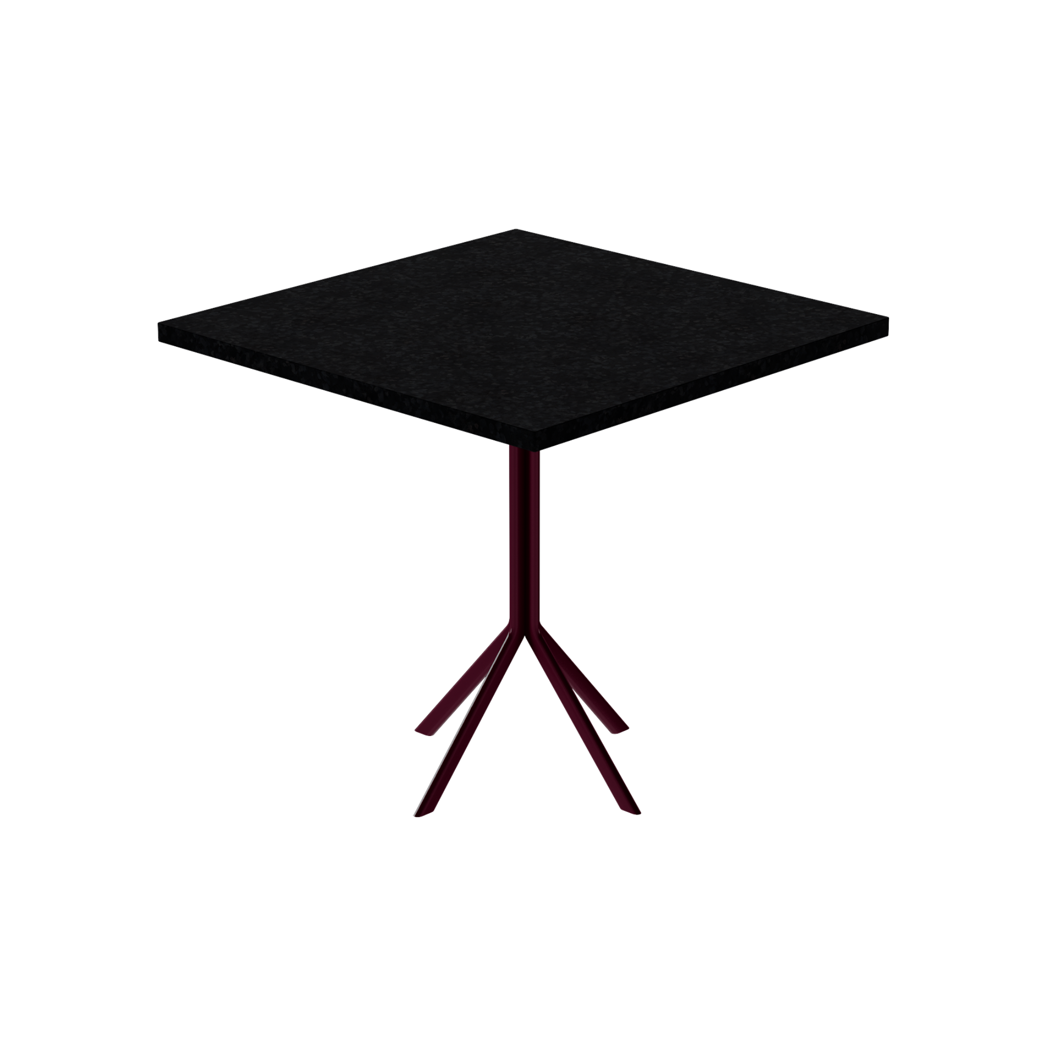 Quadro Cafe Table – 80cm Square – Burgundy / Black Onyx Dapple