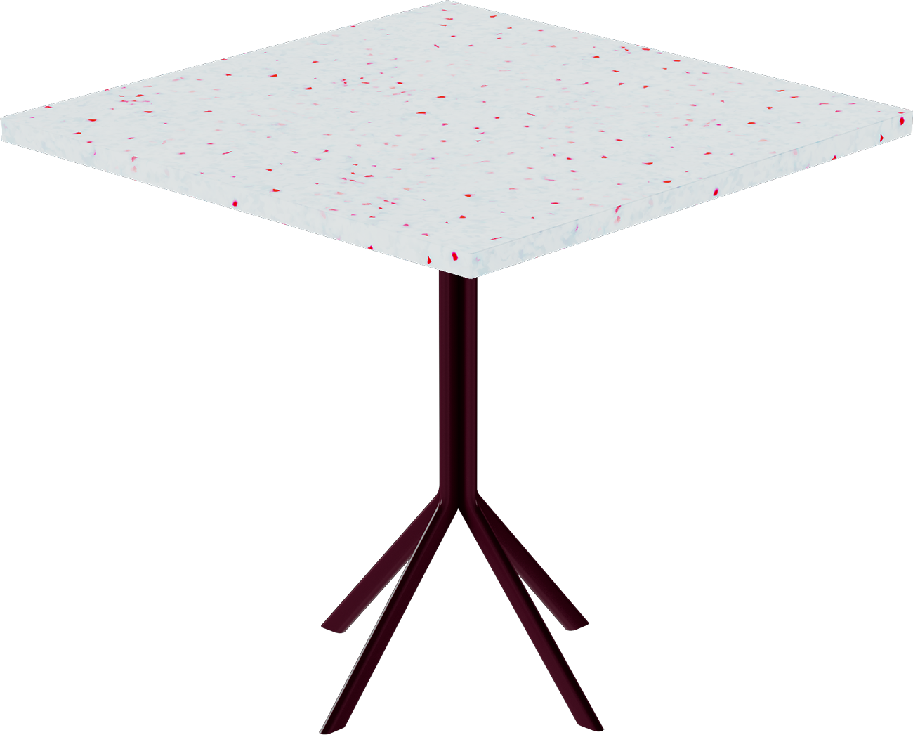 Quadro Cafe Table – 80cm Square – Burgundy / Red Dapple
