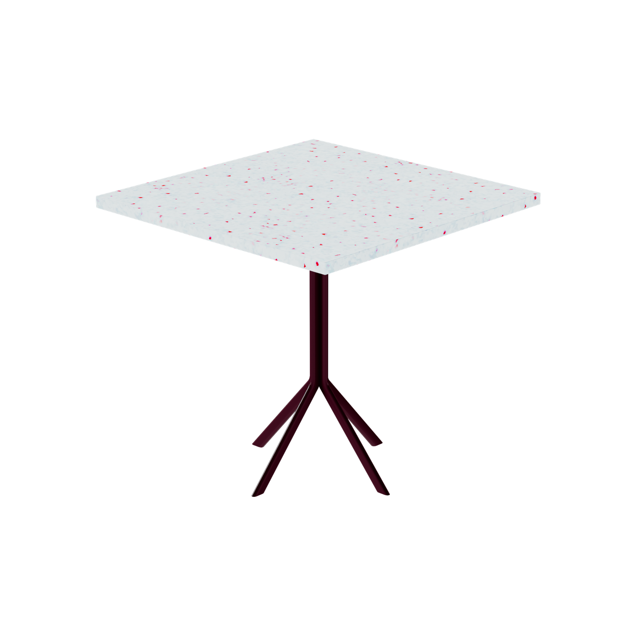 Quadro Cafe Table – 80cm Square – Burgundy / Red Dapple