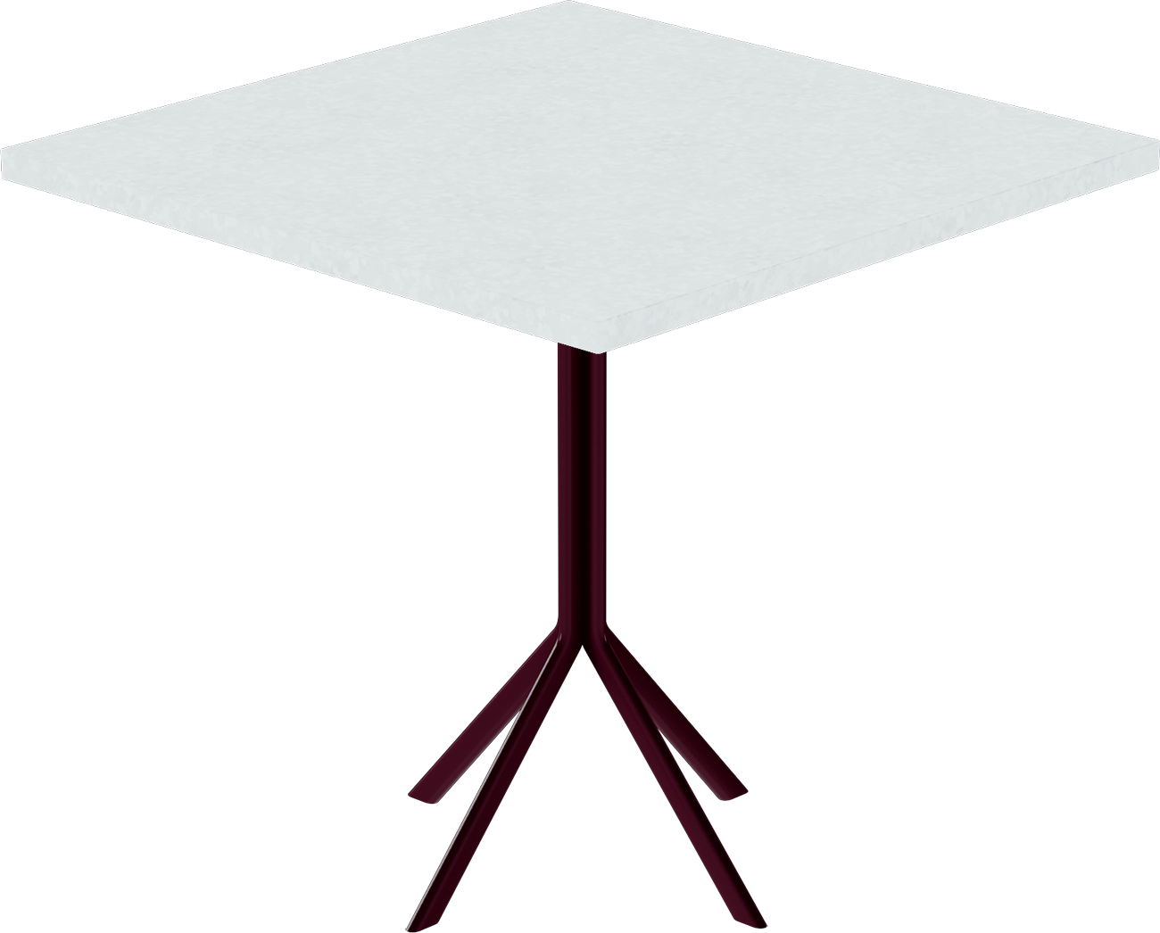 Quadro Cafe Table – 80cm Square – Burgundy / White Chalk Dapple