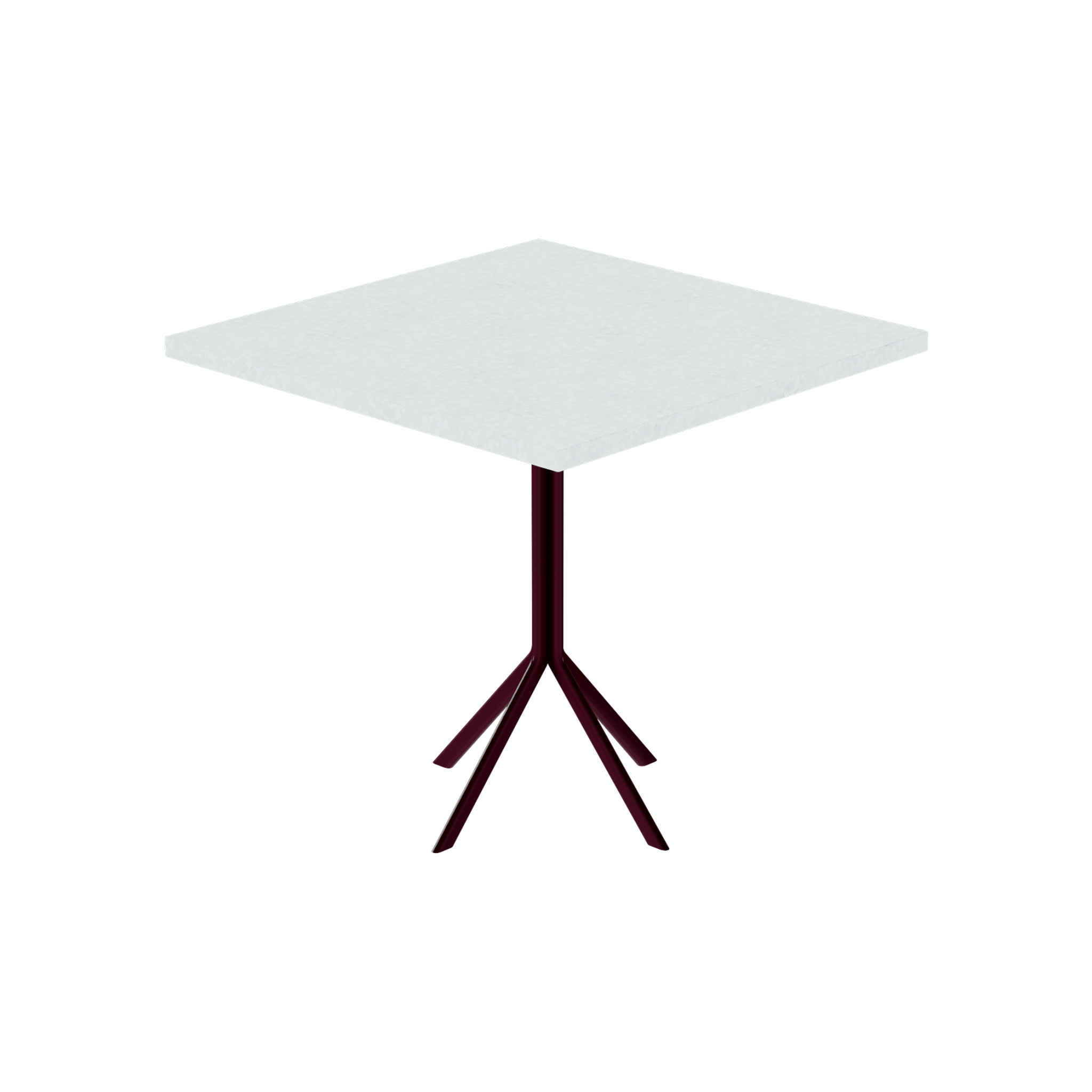Quadro Cafe Table – 80cm Square – Burgundy / White Chalk Dapple
