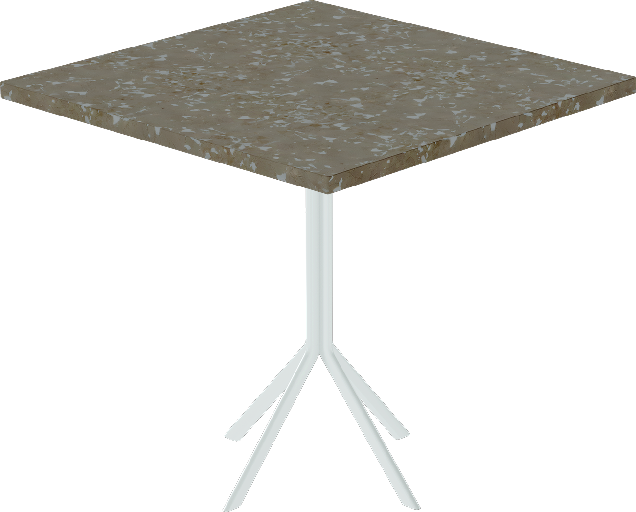 Quadro Cafe Table – 80cm Square – White / Taupe Dapple
